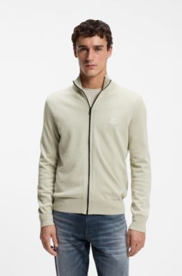 Cazadora de punto de algod&oacute;n y cashmere, Beige claro