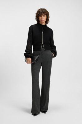 Slim-fit trousers with flared leg, Dark Grey