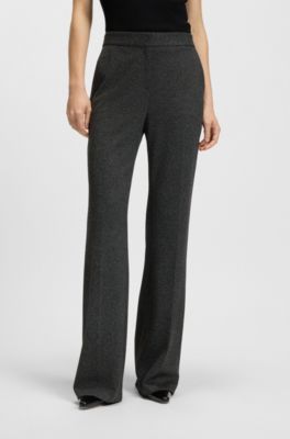 Pantalones slim fit de sarga el&aacute;stica con pernera acampanada, Gris oscuro