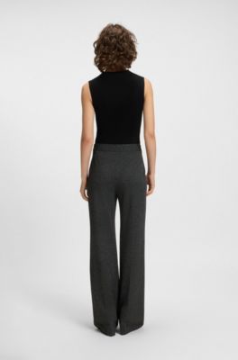 Slim-fit trousers with flared leg, Dark Grey
