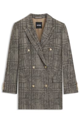 Regular-fit blazer with herringbone check, Patterned