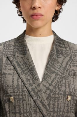 Regular-fit blazer with herringbone check, Patterned