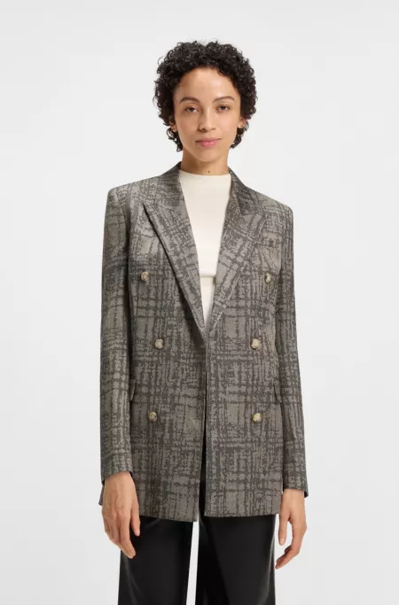 Regular-fit blazer with herringbone check