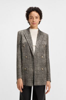 Regular-fit blazer with herringbone check, Patterned