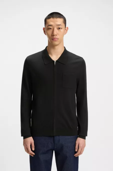 Regular-fit knit jacket with zip front