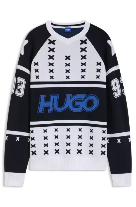 Oversized-fit sweater with ice-hockey-inspired artwork
