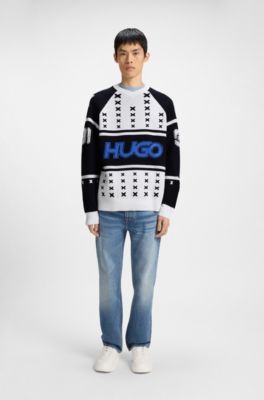 Pull Oversize &agrave; motif artistique d&rsquo;inspiration hockey sur glace, Fantaisie