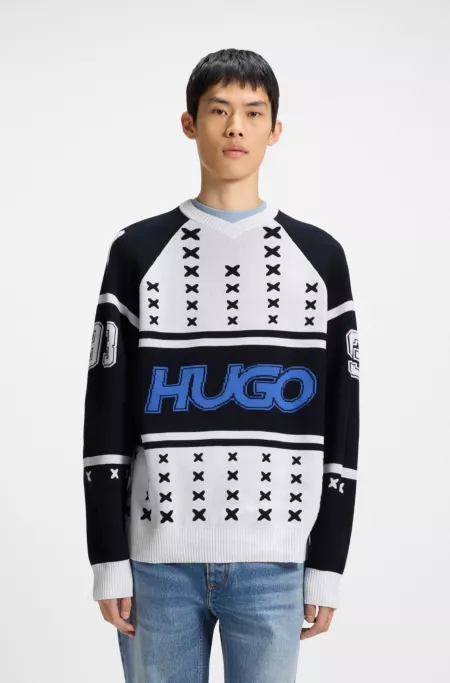 Oversized-fit sweater with ice-hockey-inspired artwork