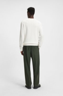 Herringbone-knit sweater in cotton, White