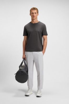 T-shirt en coton Pima avec logo brillant, Gris sombre
