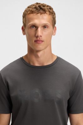 Gloss-logo T-shirt in Pima cotton, Dark Grey