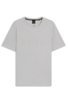 Camiseta de algod&oacute;n Pima con logo brillante, Gris claro