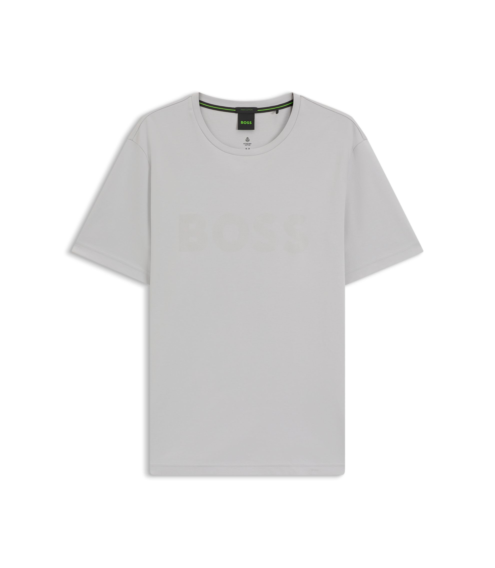 BOSS - Gloss-logo T-shirt in Pima cotton - Light Grey