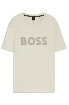 Camiseta de algod&oacute;n Pima con logo brillante, Blanco