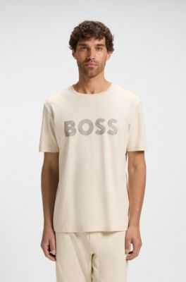 Camiseta de algod&oacute;n Pima con logo brillante, Blanco