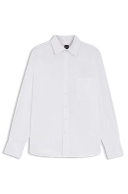 Oversized-fit blouse in cotton canvas, White