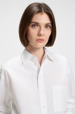 Blusa oversize fit de algod&oacute;n, Blanco