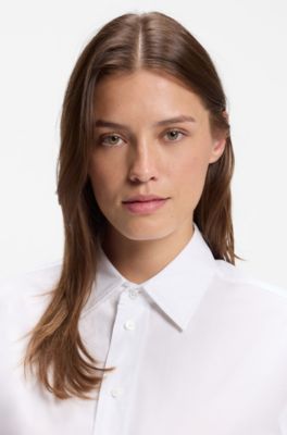 Oversized-fit blouse in cotton, White