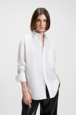Blusa oversize fit de algod&oacute;n, Blanco