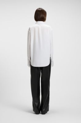 Oversized-fit blouse in cotton canvas, White