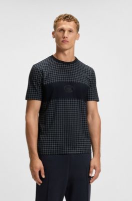 Camiseta de algod&oacute;n Pima con estampado a cuadros, Azul oscuro