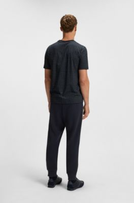 Camiseta de algod&oacute;n Pima con estampado a cuadros, Azul oscuro