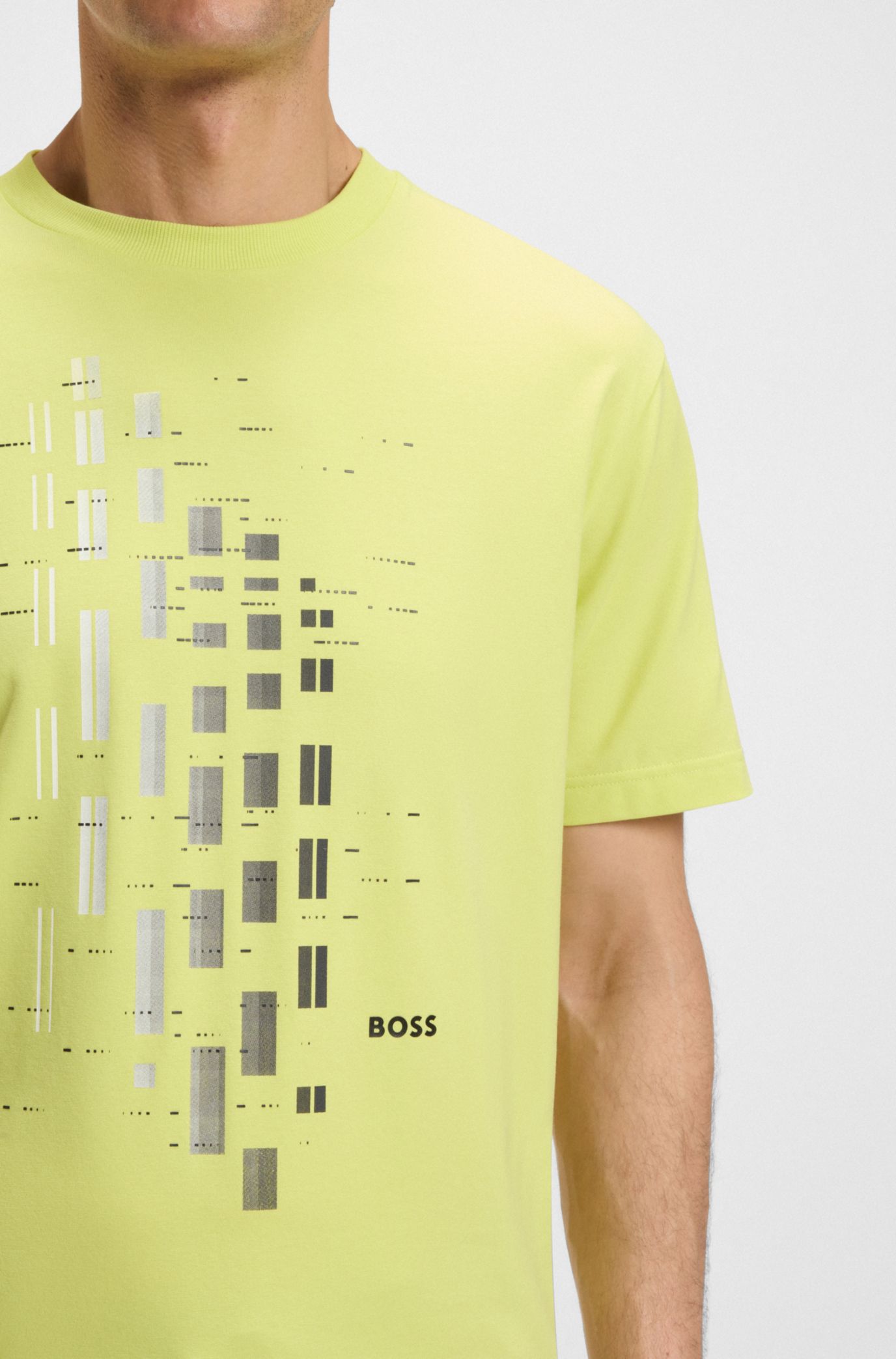 HUGO★ Ｔシャツ BOSS - Mercerized-cotton T-shirt with two-tone monogram