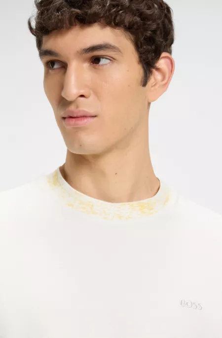 Patterned-collar T-shirt in cotton jersey
