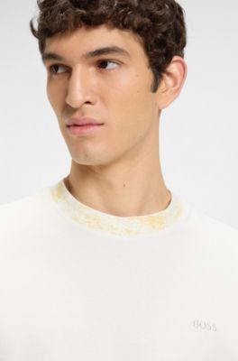 Patterned-collar T-shirt in cotton jersey, White