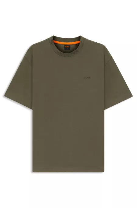 Patterned-collar T-shirt in cotton jersey