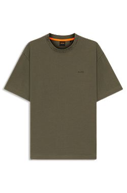 T-shirt en jersey de coton avec col à motif
