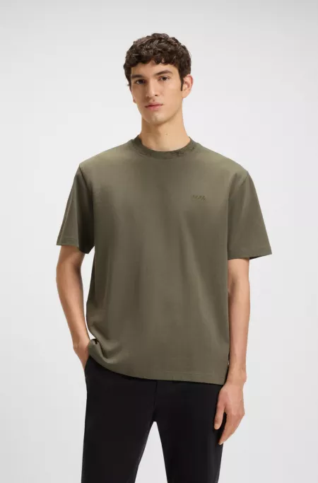 Patterned-collar T-shirt in cotton jersey