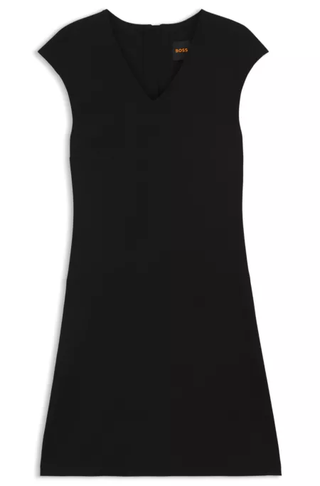 A-line dress with stitched-down cutlines