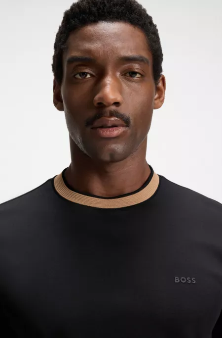 Mercerised-cotton slim-fit T-shirt with contrast trims