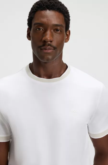 Mercerised-cotton slim-fit T-shirt with contrast trims