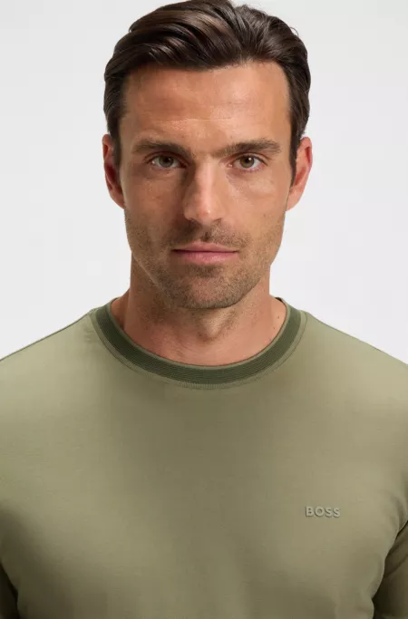 Mercerised-cotton slim-fit T-shirt with contrast trims