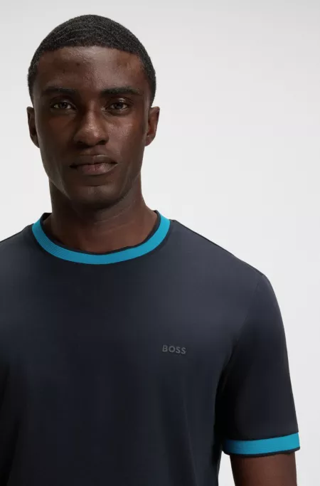 Mercerised-cotton slim-fit T-shirt with contrast trims