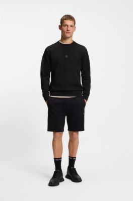 Sweat en coton m&eacute;lang&eacute; avec monogramme Double&nbsp;B, Noir