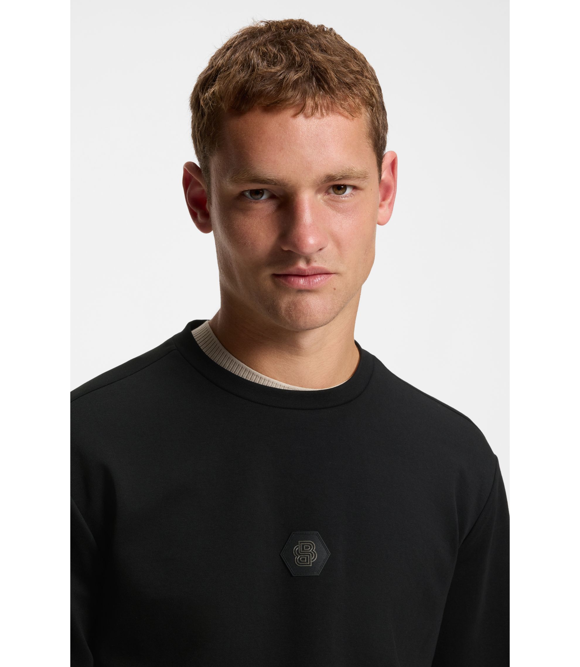 BOSS - Cotton-blend sweatshirt with Double B monogram - Black