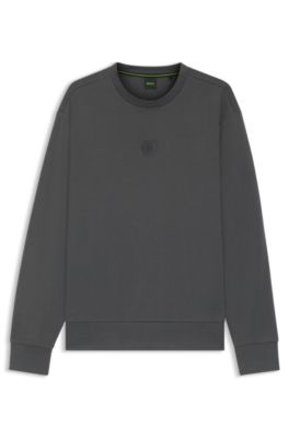 Cotton-blend sweatshirt with Double B monogram, Dark Grey