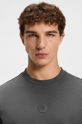 Cotton-blend sweatshirt with Double B monogram, Dark Grey