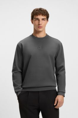Cotton-blend sweatshirt with Double B monogram, Dark Grey