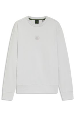 Sweat en coton m&eacute;lang&eacute; avec monogramme Double&nbsp;B, Gris chin&eacute;