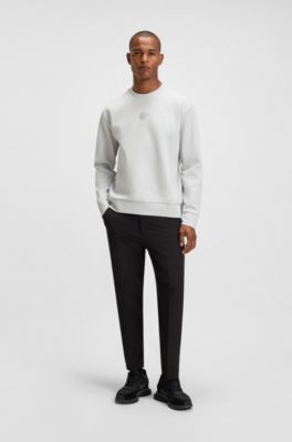 Sweat en coton m&eacute;lang&eacute; avec monogramme Double&nbsp;B, Gris chin&eacute;