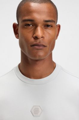 Cotton-blend sweatshirt with Double B monogram, Light Grey