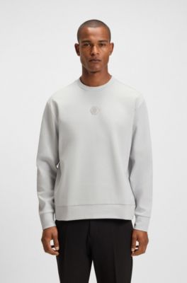 Sweat en coton m&eacute;lang&eacute; avec monogramme Double&nbsp;B, Gris chin&eacute;