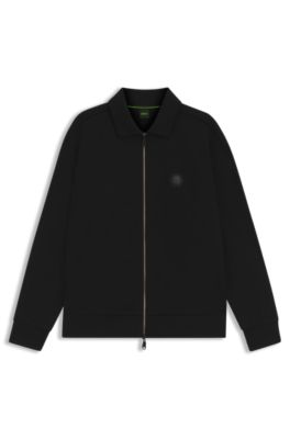 Cotton-blend zip-up sweatshirt with Double B monogram, Black