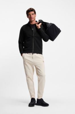 Cotton-blend zip-up sweatshirt with Double B monogram, Black