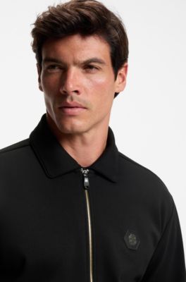 Cotton-blend zip-up sweatshirt with Double B monogram, Black