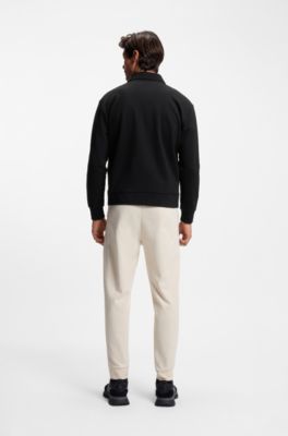Cotton-blend zip-up sweatshirt with Double B monogram, Black